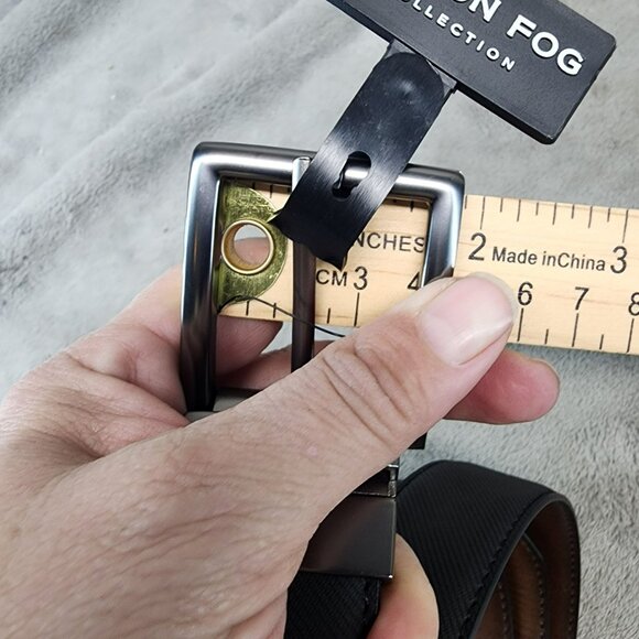 London Fog Belt Mens 38 Black & Brown Reversible Leather *NWT* - Picture 6 of 7